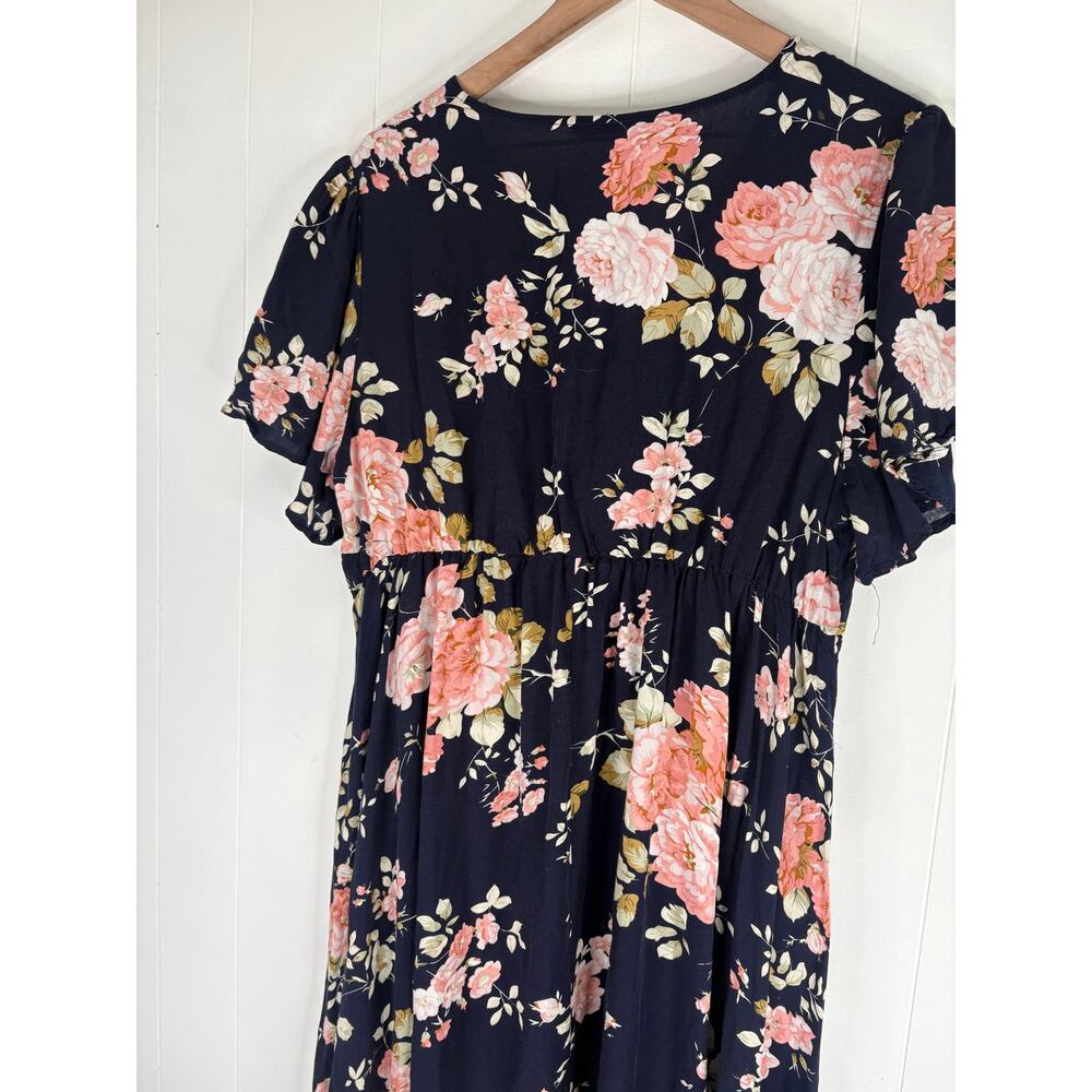 BLOOMCHIC Bloom Ditsy Floral Flutter Sleeve Maxi Dress Plus Size 14 16 Split Leg - Picture 8 of 9